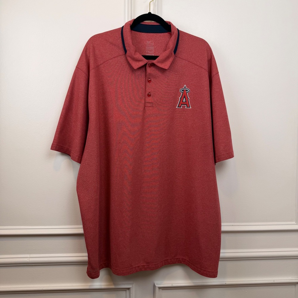 Nike Mens Los Angeles Angels MLB Dri-FIT Polo Shirt Red Heathered XL